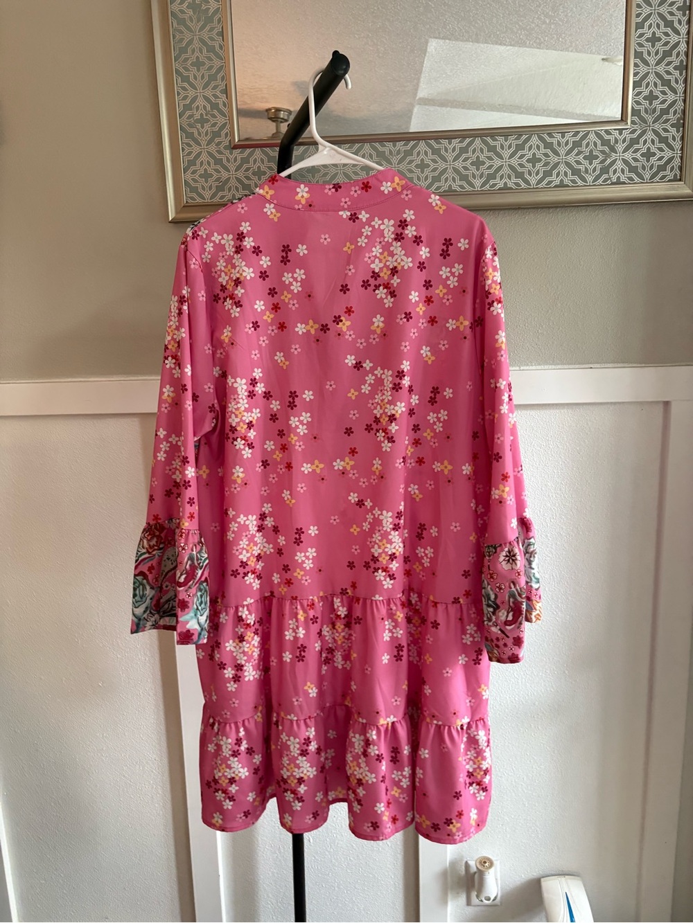 Pink Floral Tiered Babydoll Dress Tunic – Size 0XL - Picture 3 of 5